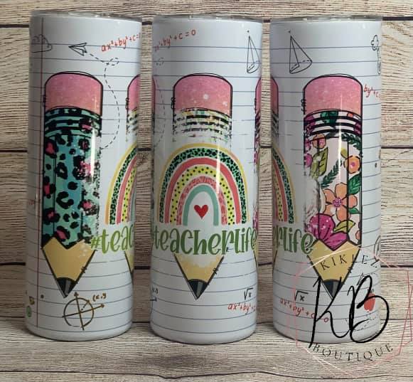 Teacher Life Rainbow Tumbler
