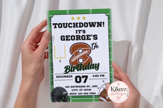 Touchdown Birthday|Football Themed Invitations | Editable Invitation