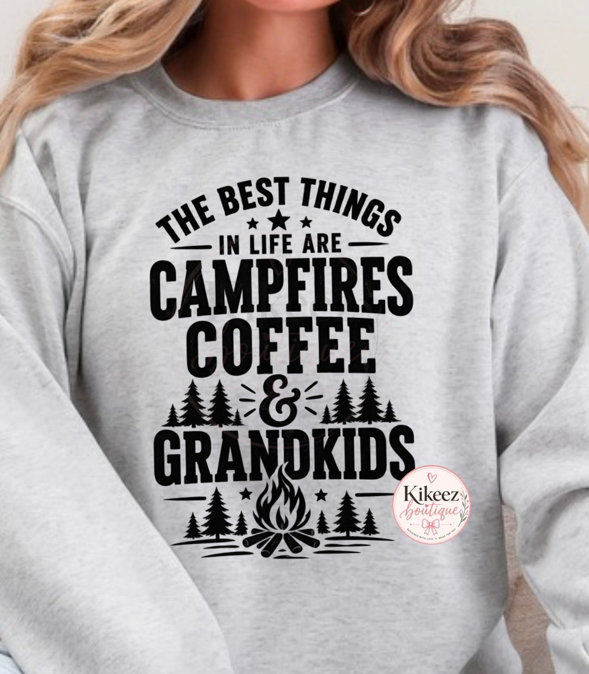Campfires, Coffee & Grandkids Crewneck or Hoodie | Camping Sweatshirt | Grandma Sweatshirt | Cozy Gift
