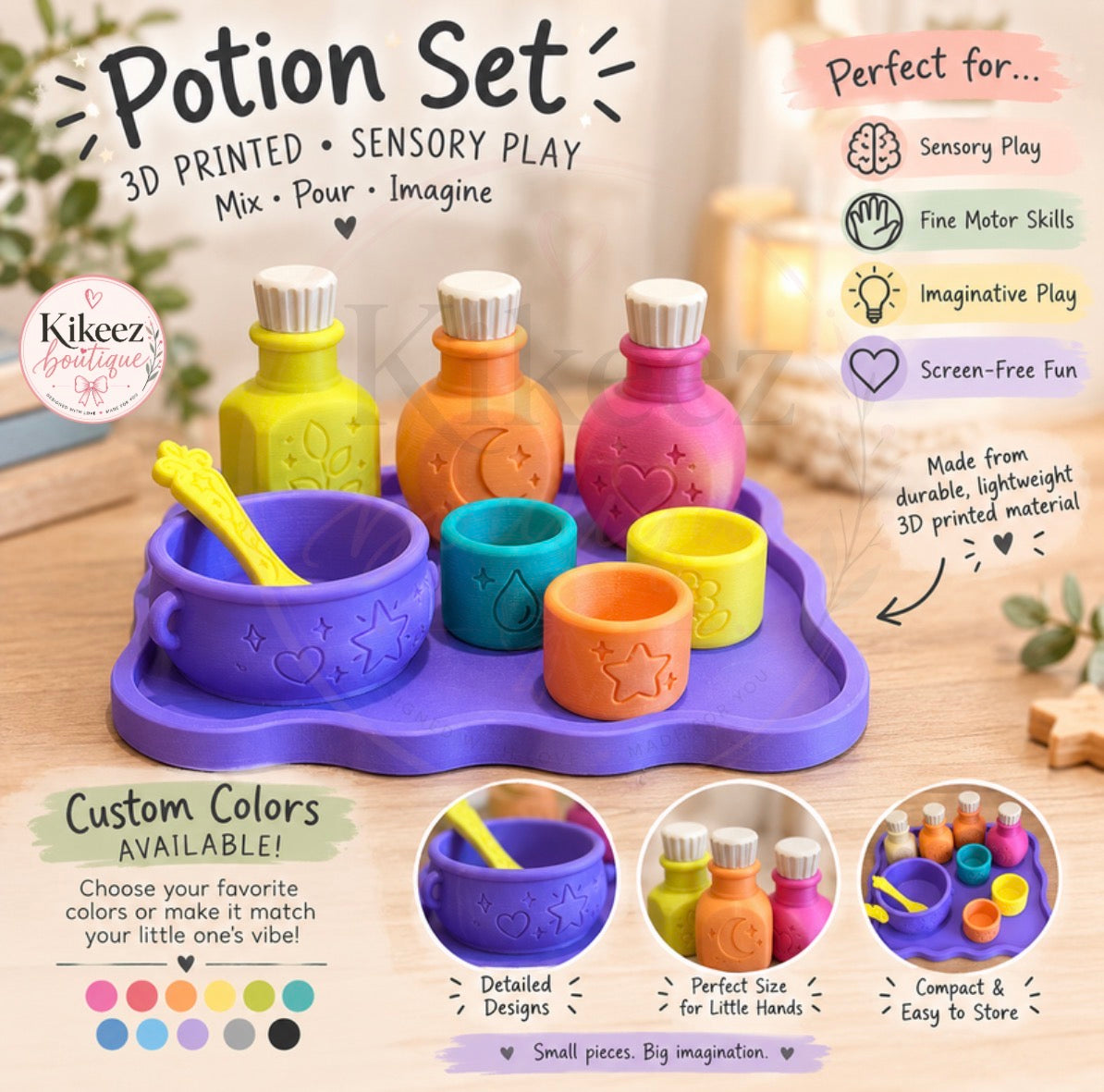 3D Printed Potion Sensory Play Set | Pretend Play & Imaginative Activity Set