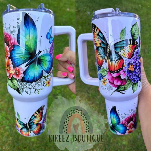 Butterflies and Lavender 40 oz with handle