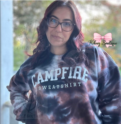 Tie-Dye Campfire Sweatshirt (Upgrade) | Custom Camp Crewneck | Adult & Youth Sizes