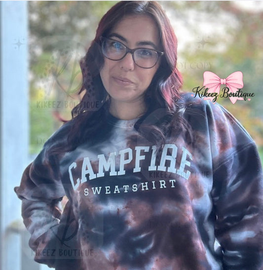 Tie-Dye Campfire Sweatshirt (Upgrade) | Custom Camp Crewneck | Adult & Youth Sizes
